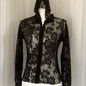 Victoria secret pink lace black stretch zip up hoodie